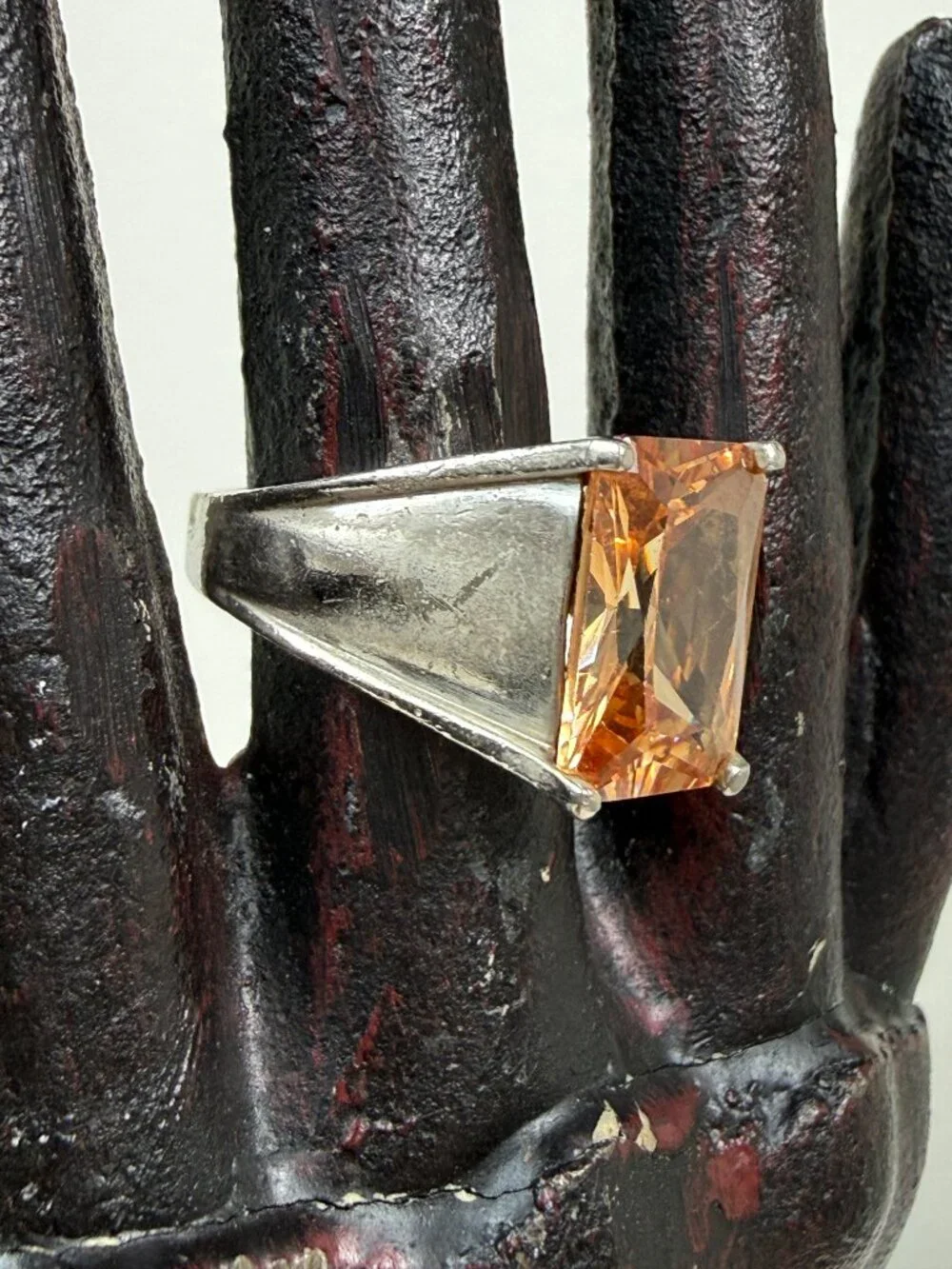 DBJ 925 Orange Stone Sterling Ring  Size 7 7.67g